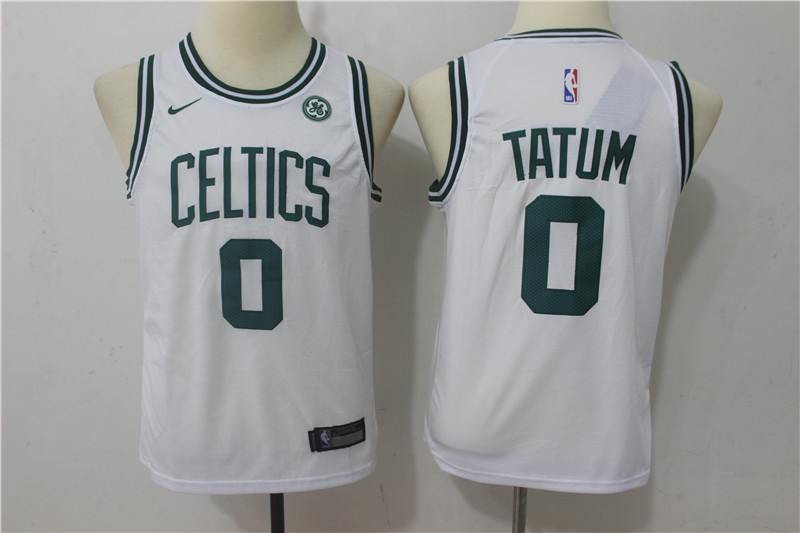 Youth Boston Celtics 0 Tatum White Game Nike NBA Jerseys